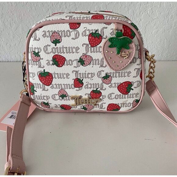 Juicy Couture Pecan White Multi/Pink Diamond Freshly Picked Camera Bag NEW - Picture 1 of 15